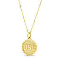 USC Trojans Gold Plated Round Waved Texture Necklace